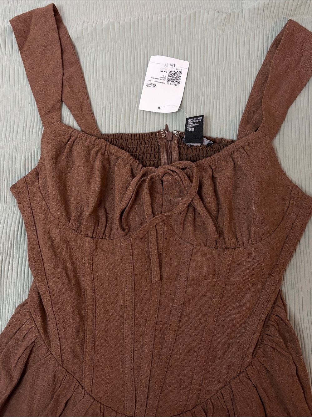 Brown Tie-Front Sundress - Women's Dress